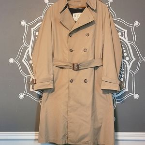 London Fog Sz 40 Long Double Breasted Khaki Trench